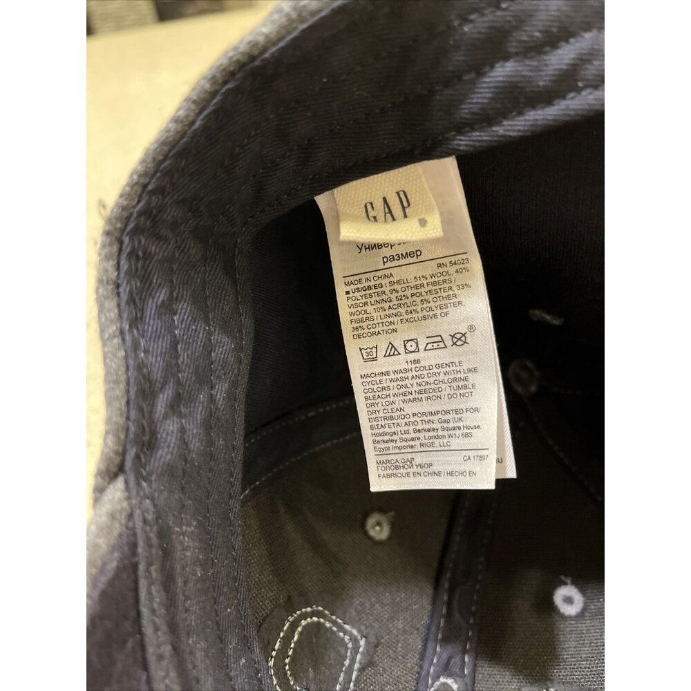 GAP Wool Blend Baseball Hat Elastic Back Adjustable Cap Gray One Size Nice - Picture 7 of 8